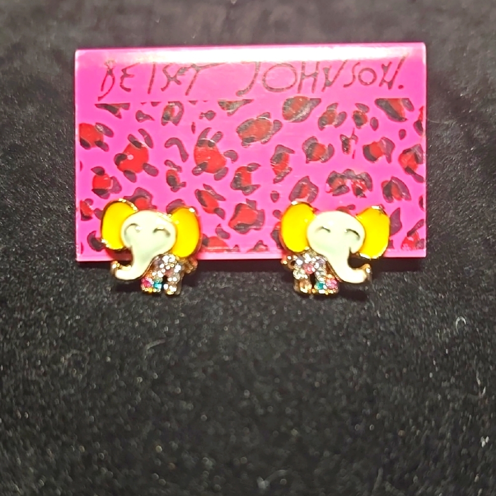 NWOT Betsey Johnson Colorful Elephant Earrings